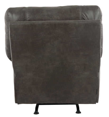 Tambo Pewter Faux Leather Recliner Chair head-on reclining view