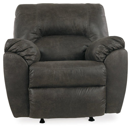 Tambo Pewter Faux Leather Recliner Chair front angle