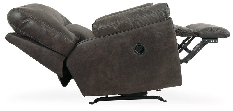 Tambo Pewter Faux Leather Recliner - Ella Furniture