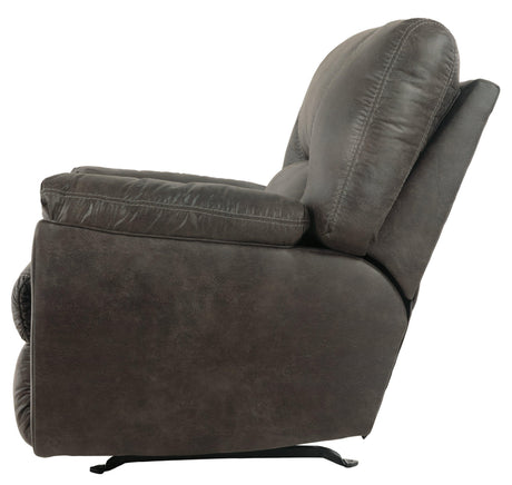 Tambo Pewter Faux Leather Recliner Chair reclined side view