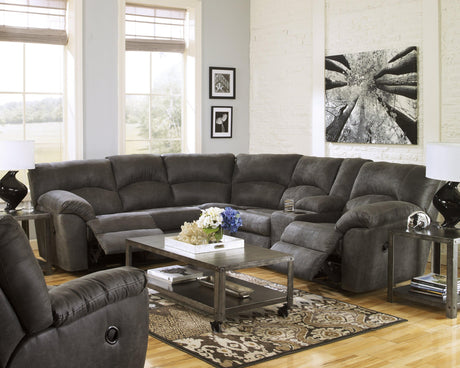 Tambo Pewter Faux Leather Recliner Chair neutral room setting