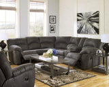 Tambo Pewter Faux Leather 2-Piece Reclining Sectional - Ella Furniture