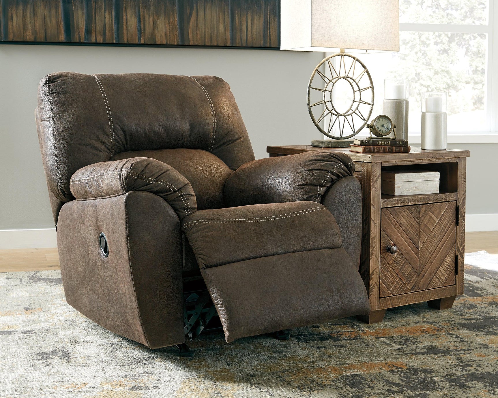 Tambo Canyon Faux Leather Recliner - Ella Furniture