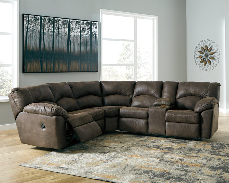 Tambo Canyon Faux Leather 2-Piece Reclining Sectional - Ella Furniture