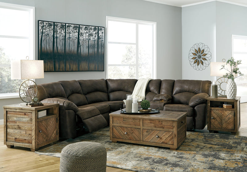 Tambo Canyon Faux Leather 2-Piece Reclining Sectional - Ella Furniture