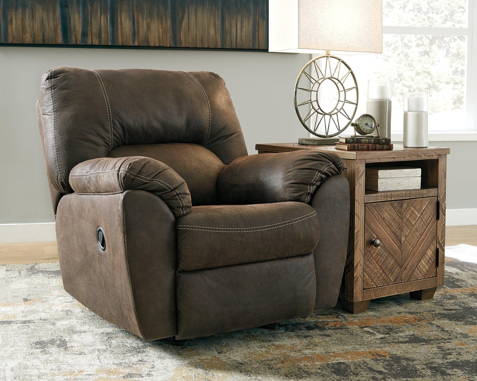 Tambo Canyon Faux Leather Recliner - Ella Furniture