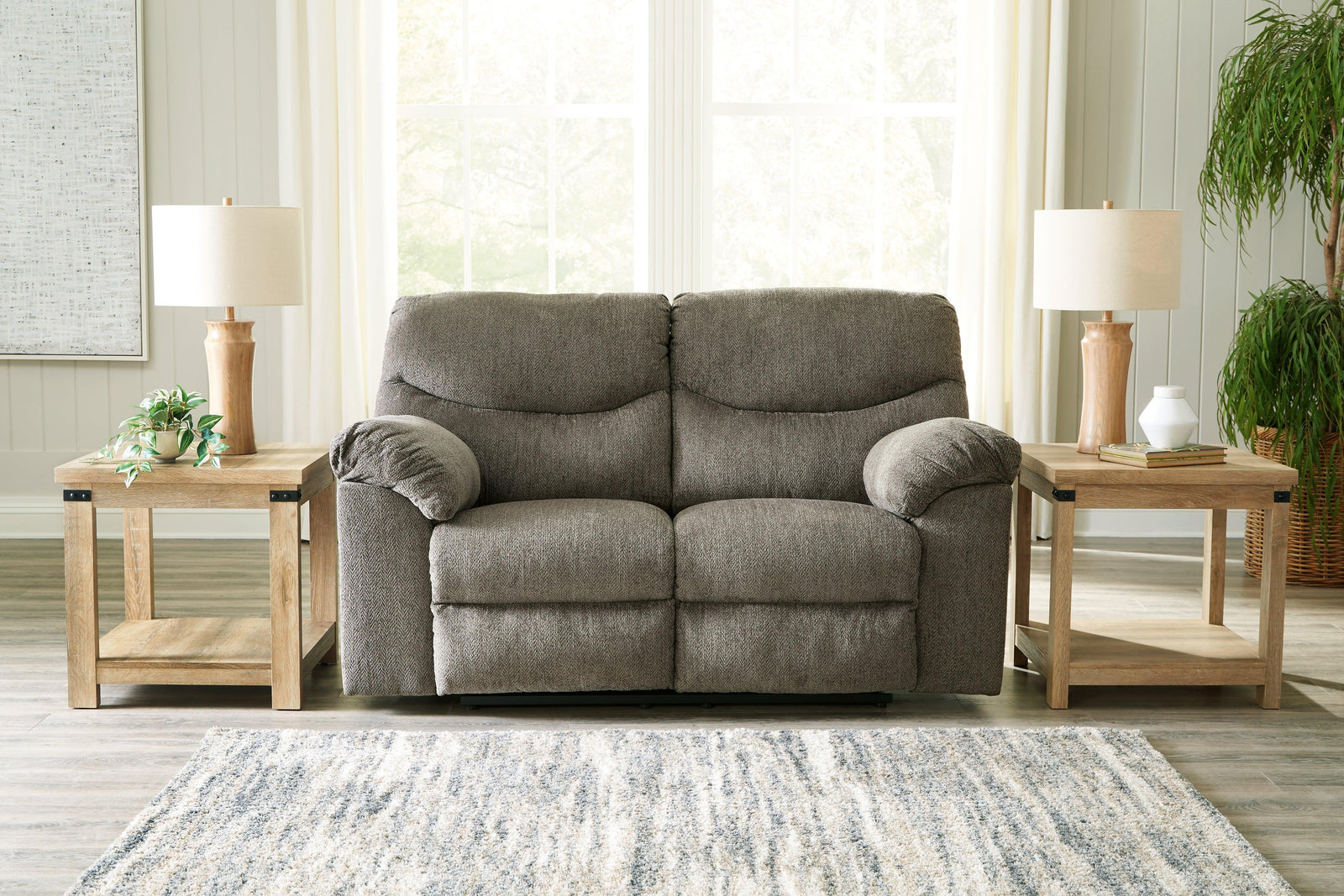 Alphons Putty Reclining Loveseat - Ella Furniture