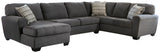 Ambee Slate Chenille 3-Piece Sectional With Chaise 28620S1 - Ella Furniture