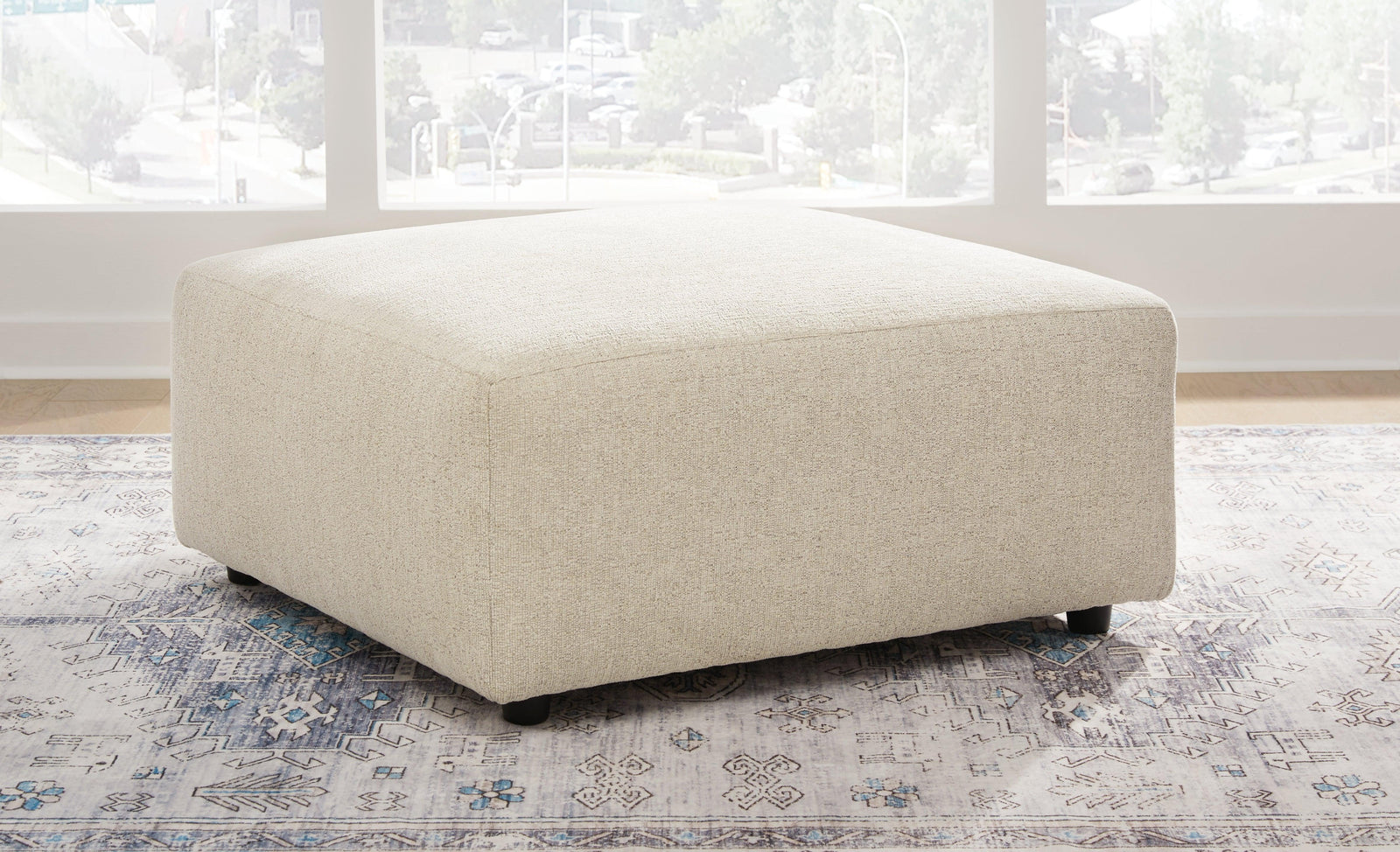 Edenfield Linen Chenille Oversized Accent Ottoman - Ella Furniture