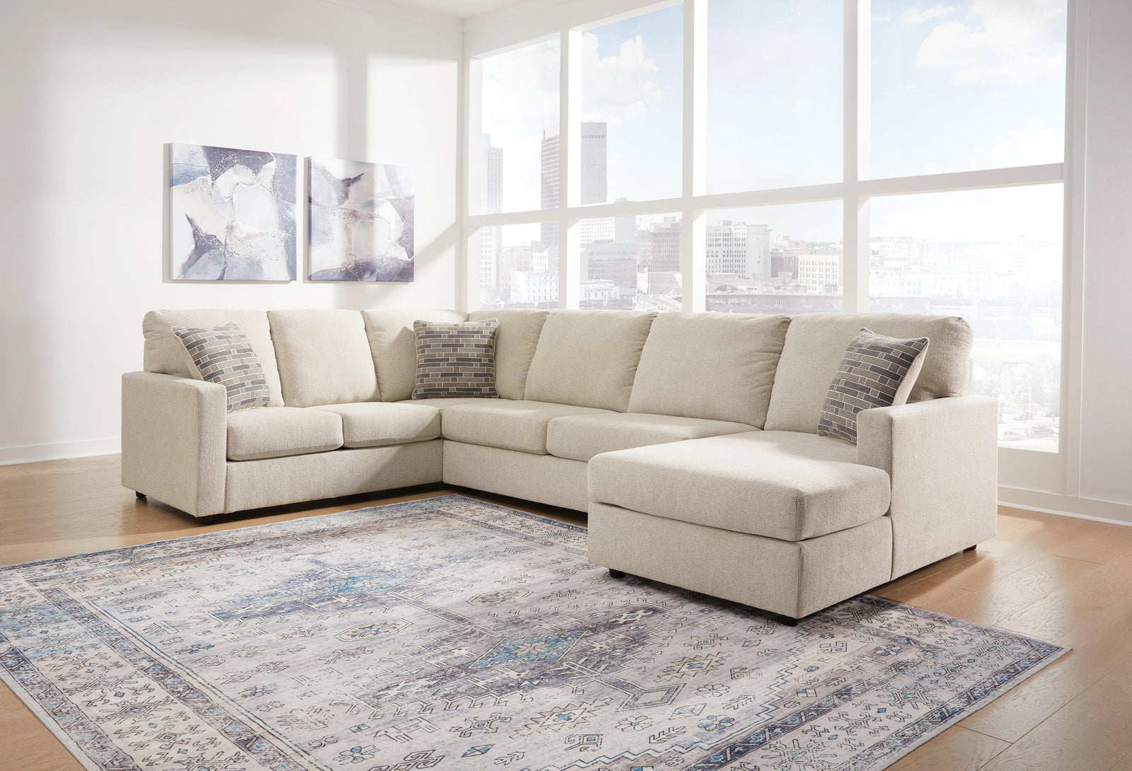 Edenfield Linen 3-Piece Sectional - Ella Furniture