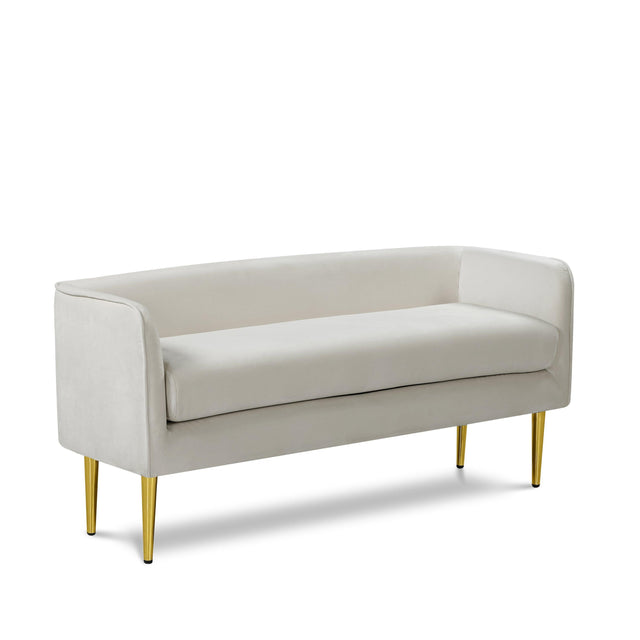 Audrey Cream Velvet Bench - Ella Furniture