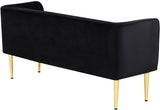 Audrey Black Velvet Bench - Ella Furniture