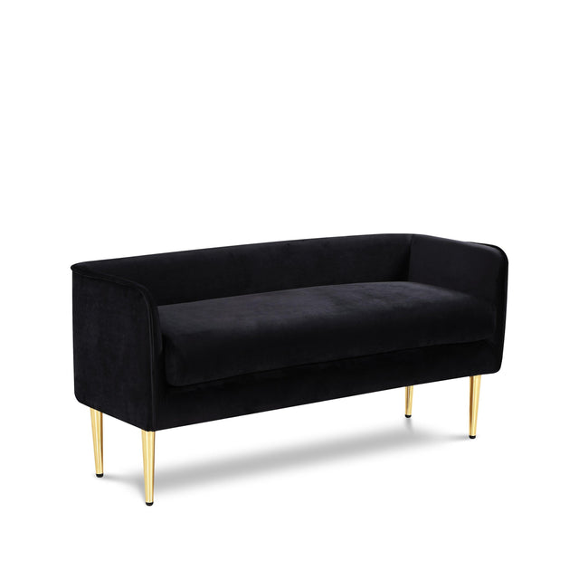 Audrey Black Velvet Bench - Ella Furniture