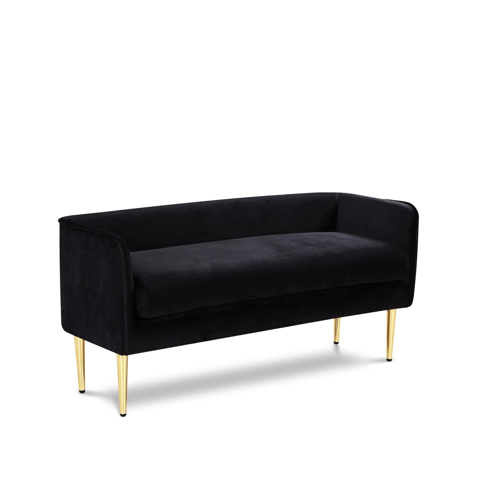 Audrey Black Velvet Bench - Ella Furniture