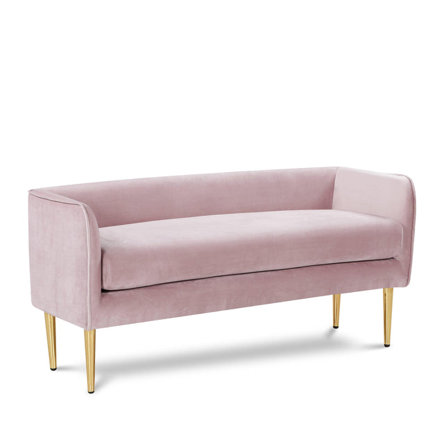 Audrey Pink Velvet Bench - Ella Furniture