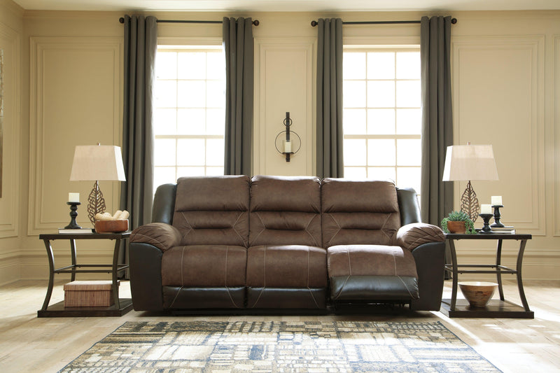 Earhart Slate Microfiber Reclining Sofa - Ella Furniture