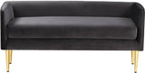 Audrey Grey Velvet Bench - Ella Furniture