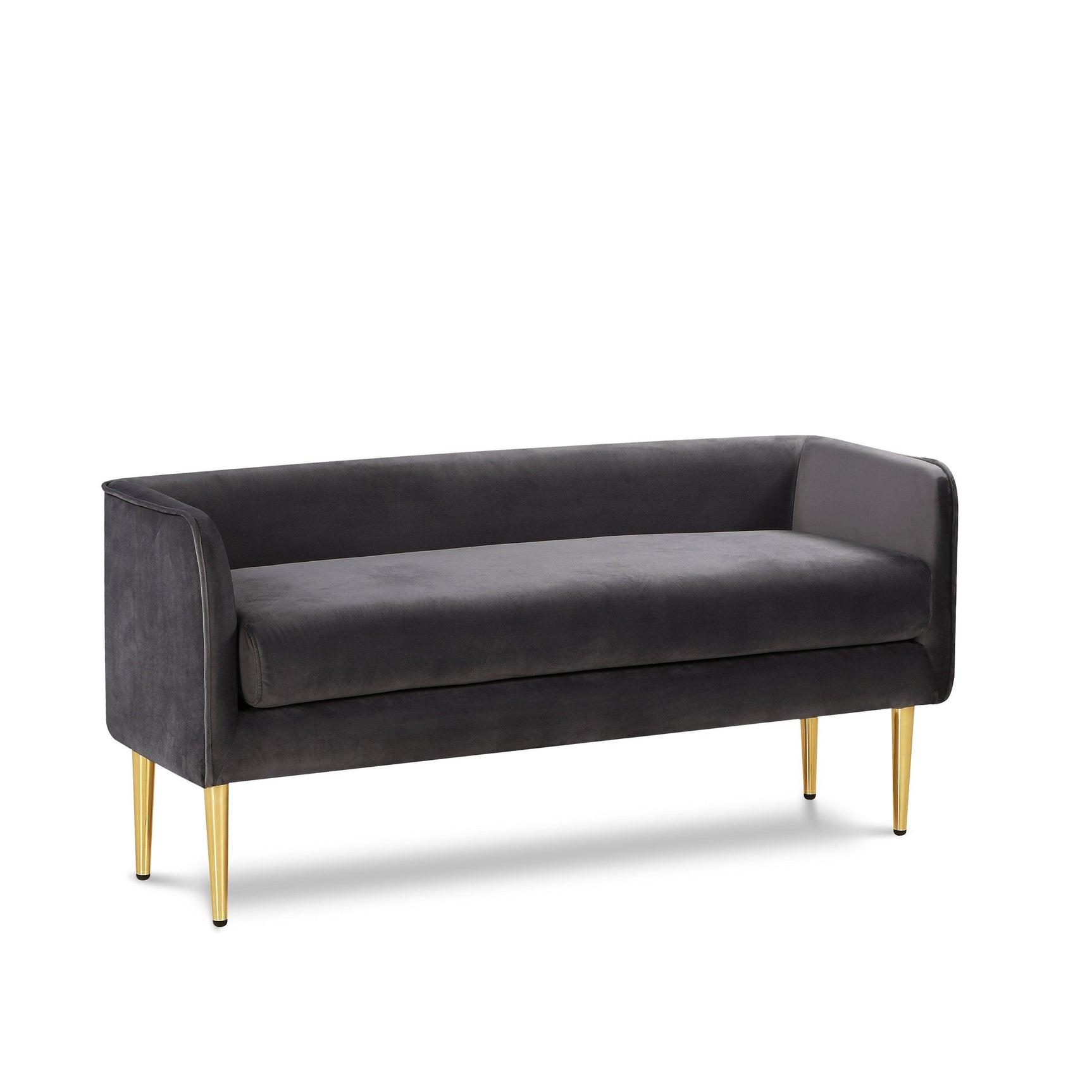Audrey Grey Velvet Bench - Ella Furniture