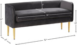 Audrey Grey Velvet Bench - Ella Furniture