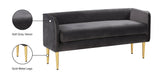 Audrey Grey Velvet Bench - Ella Furniture