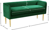 Audrey Green Velvet Bench - Ella Furniture