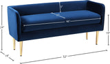 Audrey Blue Velvet Bench - Ella Furniture