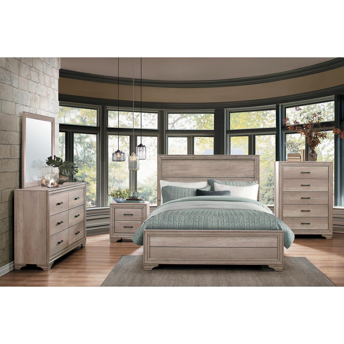 Lonan Natural Modern Contemporary Premium Melamine Board Wood And Engineered Wood Queen Panel Bed - Ella Furniture