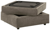 O'phannon Putty Chenille Ottoman With Storage - Ella Furniture