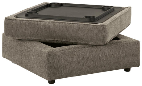 O'phannon Putty Chenille Ottoman With Storage - Ella Furniture