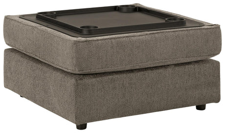 O'phannon Putty Chenille Ottoman With Storage - Ella Furniture