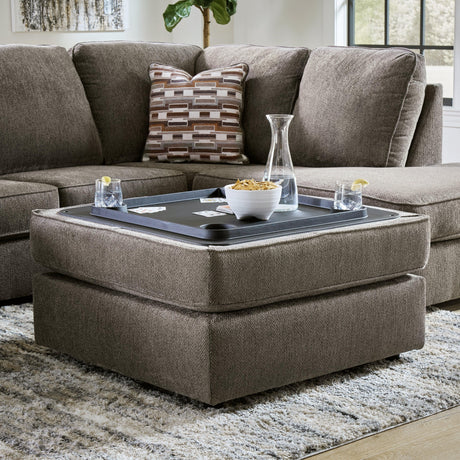 O'phannon Putty Chenille Ottoman With Storage - Ella Furniture