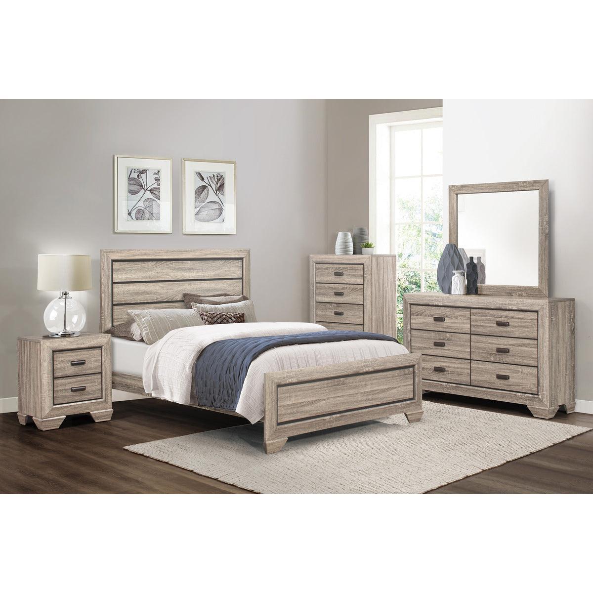 Beechnut Natural Modern Contemporary Sleek Faux Wood Veneer, Wood And Engineered Wood Full Bed - Ella Furniture