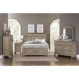 Bethel Wire Brushed Gray Traditional Birch Veneer Wood Engineered Wood Queen Platform Bed - Ella Furniture
