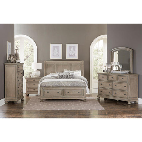 Bethel Wire Brushed Gray Traditional Birch Veneer Wood Engineered Wood Queen Platform Bed - Ella Furniture