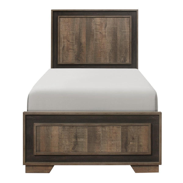 Davi Brown Modern Faux Wood Veneer, Wood And Engineered Wood Twin Bed - Ella Furniture