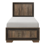 Ellendale Rustic Mahogany And Dark Ebony Embossed Modern Wood, Engineered Wood Youth Twin Panel Bed - Ella Furniture