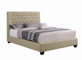 Chloe Tufted Upholstered Eastern King Bed Oatmeal - Ella Furniture