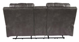 Erlangen Midnight Faux Leather Power Reclining Loveseat With Console - Ella Furniture