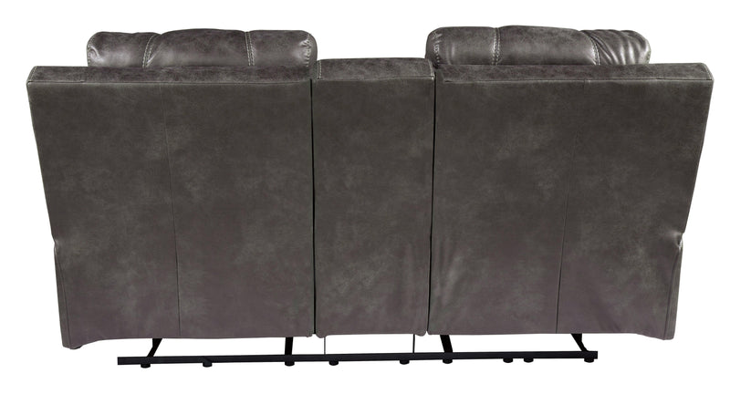 Erlangen Midnight Faux Leather Power Reclining Loveseat With Console