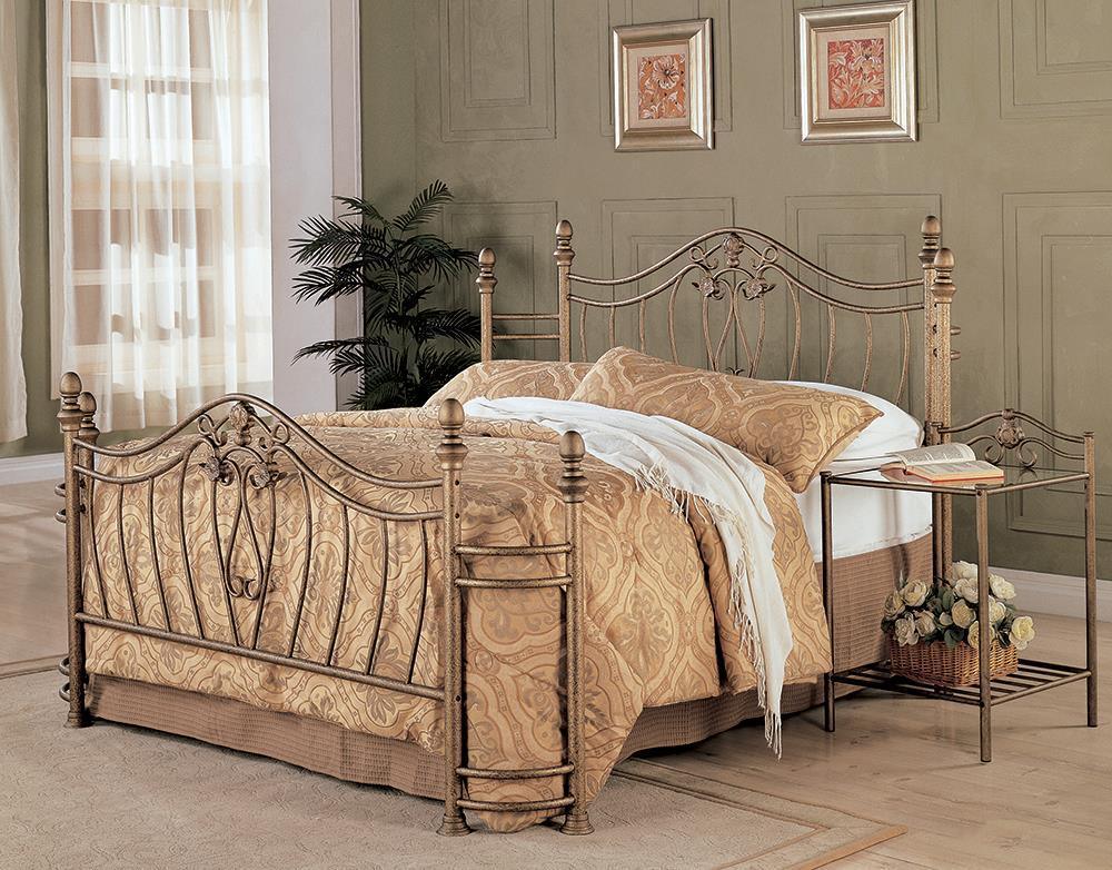 Sydney Queen Bed Antique Brushed Gold - Ella Furniture