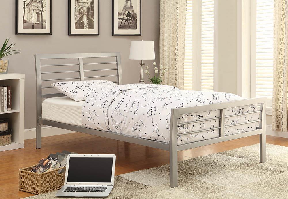 Cooper Twin Metal Bed Silver - Ella Furniture