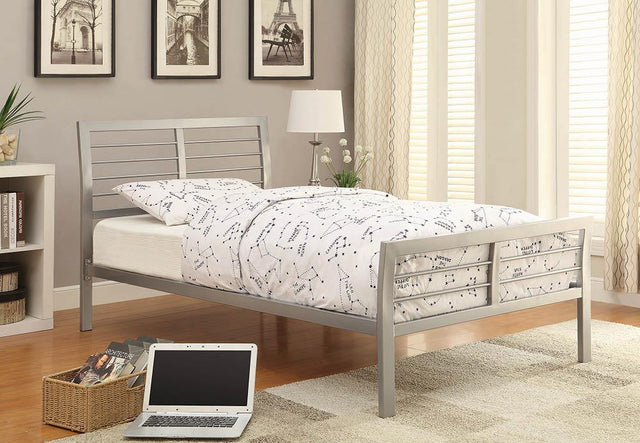 Cooper Twin Metal Bed Silver - Ella Furniture