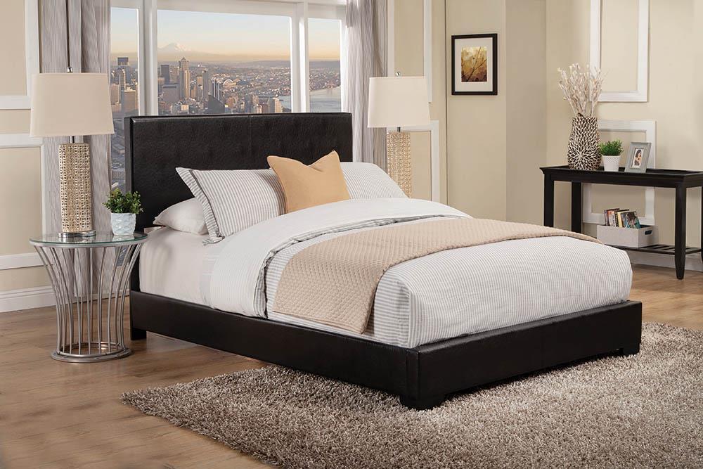 Conner Full Upholstered Panel Bed Black - Ella Furniture