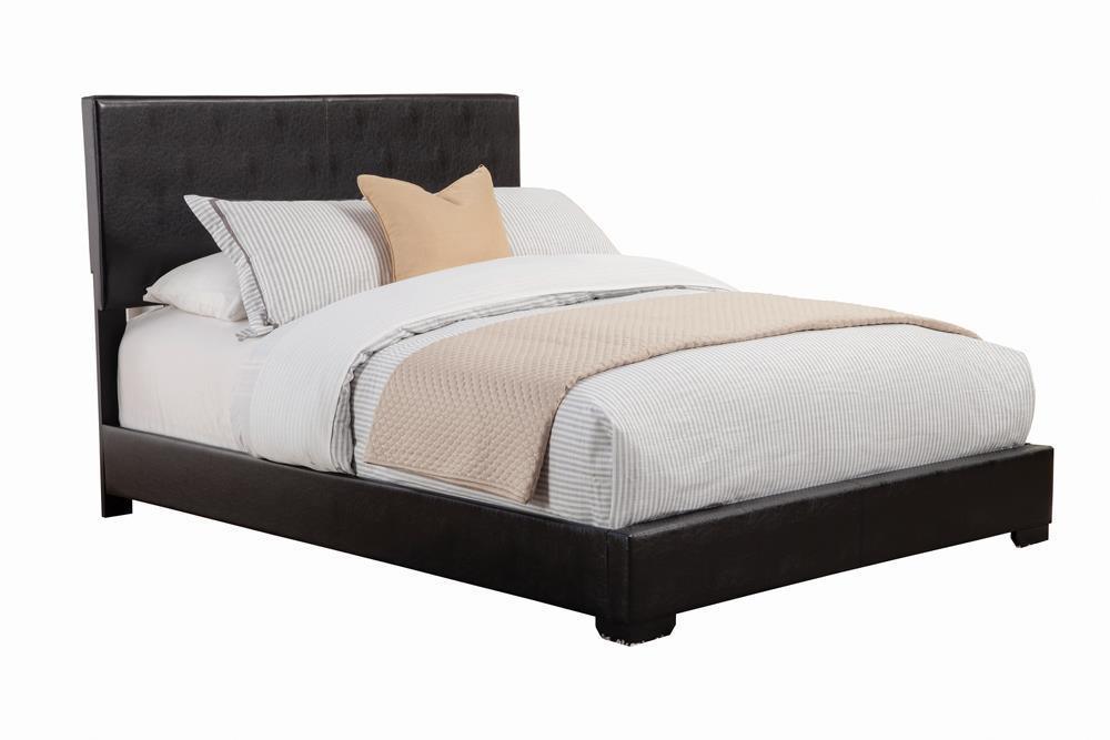 Conner Full Upholstered Panel Bed Black - Ella Furniture