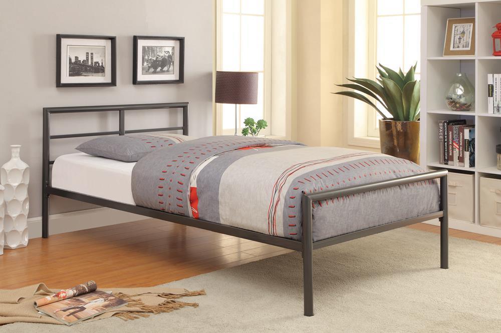 Fisher Twin Metal Bed Gunmetal - Ella Furniture