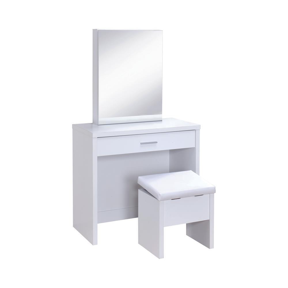 Harvey 2-Piece Vanity Set With Lift-top Stool White - Ella Furniture