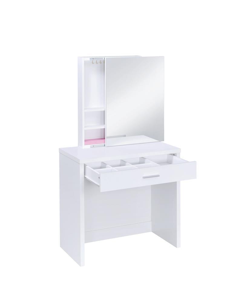 Harvey 2-Piece Vanity Set With Lift-top Stool White - Ella Furniture