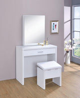 Harvey 2-Piece Vanity Set With Lift-top Stool White - Ella Furniture