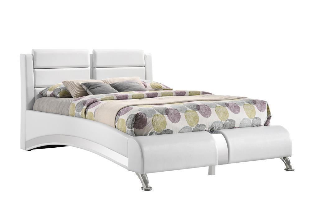 Jeremaine Full Upholstered Platform Bed Glossy White - Ella Furniture