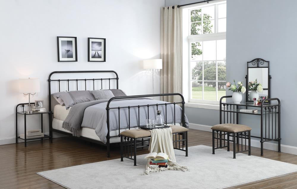 Livingston Eastern King Panel Metal Bed Dark Bronze - Ella Furniture